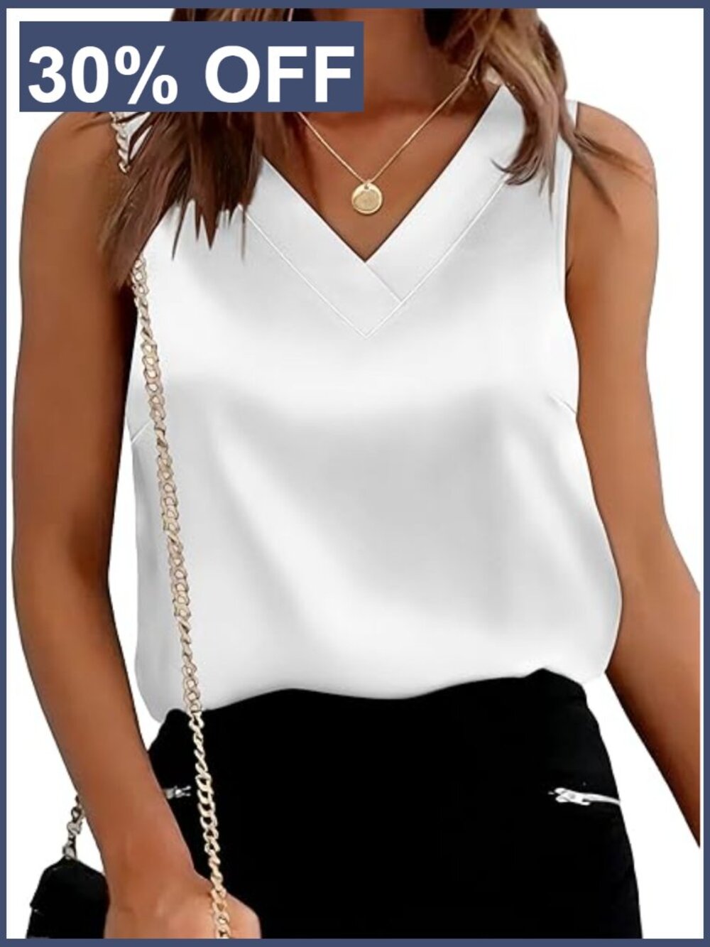 Silk Satin V-Neck Sleeveless Tank Top - Summer Camisole for Work